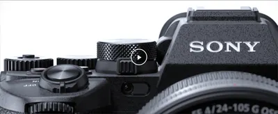 Uses a close-up video of the camera body and Sony branding to reinforce premium build quality and brand trust.