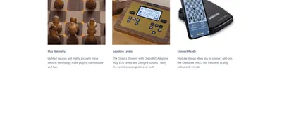 Highlights three distinct product benefits - natural play feel, adaptive difficulty, and app connectivity - in one segmented layout.