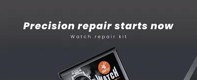 Introduces the watch repair kit with a confident headline to set up the module that follows.