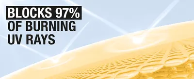 Uses a bold 97% figure to show how strongly the serum blocks burning UV rays. Reinforces one core sun protection benefit in a simple, clean layout.