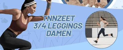 Introduces the TNNZEET 3/4 leggings product with active lifestyle photography to reinforce the brand's sporty positioning.