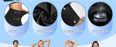Showcases four distinct fabric and fit benefits in a segmented circular callout layout to reassure shoppers of comfort and performance.