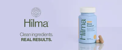 Introduces the Hilma brand with a clean-ingredients promise to build trust in the sleep supplement.