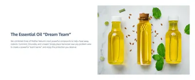 Explains the natural essential oil ingredients behind the product to build confidence in how it works.