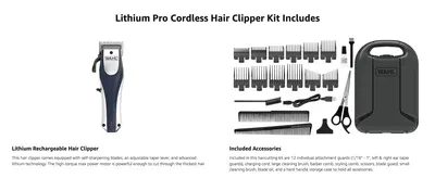 Shows the clipper and every included accessory so shoppers know what comes in the box.