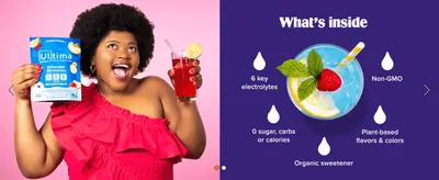 Breaks down six ingredient and nutrition benefits in a segmented icon grid to reassure shoppers about the formula's quality.