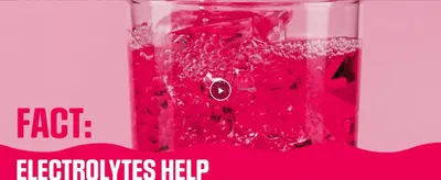 Uses a short video paired with a fact-style headline to explain why electrolytes matter, encouraging shoppers to engage further.