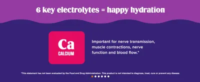Explains what one of the six key electrolytes (calcium) does for the body to build confidence in the formula.