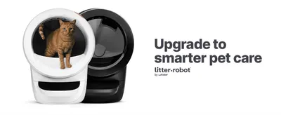 Introduces the Litter-Robot 4 in both color options under a brand tagline to position it as a smarter upgrade to pet care.