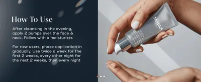 Shows how to apply the product and phase it in so new users feel confident using retinal safely. Keeps the usage message simple with one headline and one supporting photo.