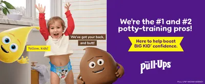 Introduces the brand's mascot characters and claims category leadership to build trust and boost the child's confidence.