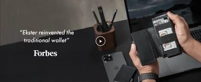 Uses a Forbes quote and a play button to add third-party credibility and invite shoppers to watch the product video.