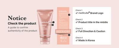 Uses numbered callouts on the tube and box to help shoppers spot a genuine product. Reassures shoppers that the product is authentic with a four-point checklist.