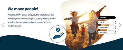 Builds emotional brand trust around family, movement and safety, framed as the first tab in a values carousel.