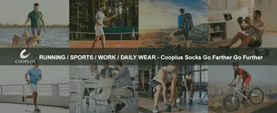 Shows the socks being worn across many different activities and settings to demonstrate their versatility for any occasion.