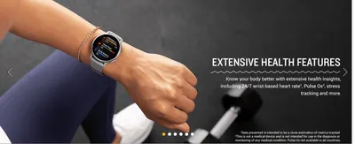 Reassures shoppers the watch offers comprehensive health monitoring, including heart rate and Pulse Ox tracking, to support fitness goals.