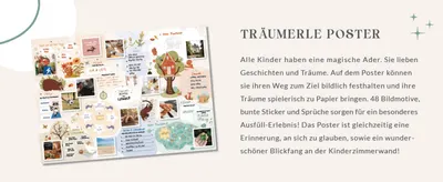 Highlights the included poster as a keepsake that lets children visually track their dreams and decorate their room.
