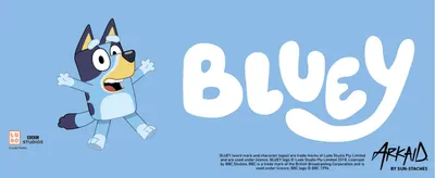 Builds trust and recognition by featuring the licensed Bluey character and logo alongside official licensing credits.