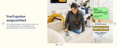 Shows independent awards and recommendations from testing publications to reassure shoppers the cleaner is expert-approved.