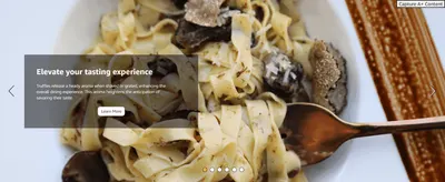 Shows shaved truffle on pasta to convince shoppers the product lifts the aroma and enjoyment of a dish.