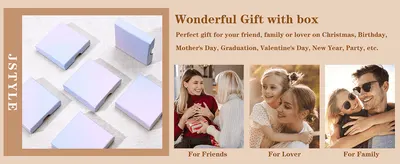 Positions the earrings as a ready-to-gift item with dedicated packaging for holidays and special occasions. Shows the product being gifted across multiple relationships and occasions to widen its…