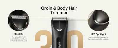 Zooms in on the ceramic blade and LED spotlight so shoppers see the parts that deliver comfort and visibility. Pairs two distinct benefits on either side of the trimmer to reassure shoppers about…