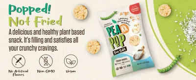 Communicates that the snack is baked/popped rather than fried, reassuring shoppers it's a healthier crunchy option. Highlights dietary and ingredient-safety certifications to reassure…