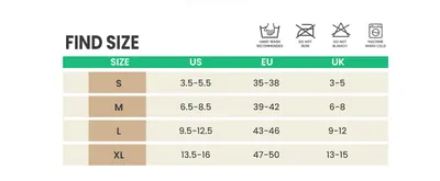 Helps shoppers pick the correct size using a US/EU/UK conversion table plus wash care icons.