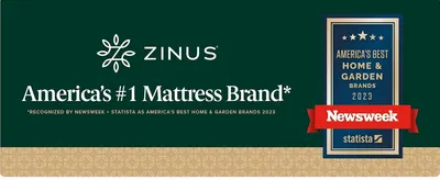 Positions Zinus as America's #1 mattress brand to build trust before shoppers look at product details. Uses the Newsweek and Statista 2023 recognition as outside proof of the brand's standing.