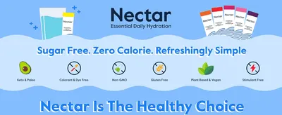 Introduces the Nectar brand and its hydration product line to build recognition and trust. Highlights six distinct product attributes (sugar free, non-GMO, gluten free, vegan, etc.) via a segmented…