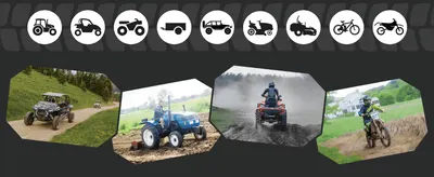 Shows the range of off-road vehicles the repair kit works on, from ATVs to dirt bikes.