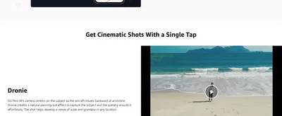 Explains the one-tap Dronie shot feature that lets users capture cinematic footage effortlessly. Shows how easily the shot is triggered with a single tap,…