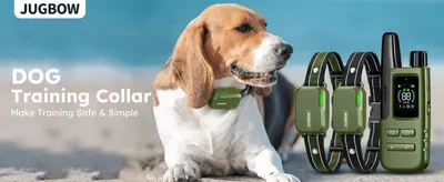 Introduces the collar with a brand hero image and tagline positioning it as a safe, simple training tool.