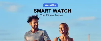 Introduces the brand and positions the product as a fitness tracker smartwatch through an aspirational lifestyle photo.