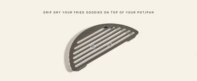Zooms into the slotted grooves of the fry deck to show how it drains grease and drips liquid away from fried food. Communicates the single core benefit that the accessory lets fried food drip dry…