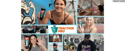Builds social proof by showing real customers using the product across different athletic settings. Demonstrates versatility by showing the product used in climbing, gym, and court settings.
