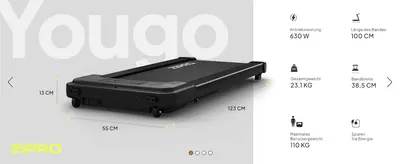 Gives exact height, width and length measurements so shoppers can confirm the treadmill fits their space. Summarizes key technical specs in an icon grid to help shoppers compare performance at a…