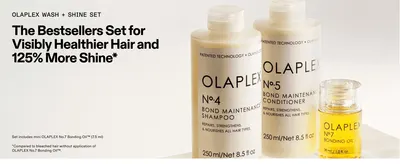 Shows shoppers exactly what comes in the Wash + Shine set, including the bonus mini bonding oil.