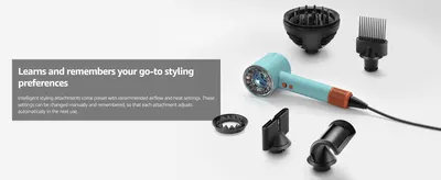 Highlights that the dryer's attachments remember preset airflow and heat settings, reassuring shoppers of consistent, personalized styling results.