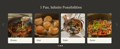 Demonstrates the pan's versatility by showing it succeed across four different cooking methods, reassuring shoppers it can replace multiple pans.