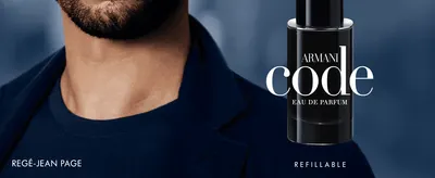 Uses celebrity Regé-Jean Page alongside the product to build brand prestige and desirability. Highlights that the bottle is refillable as a sustainability and value benefit.