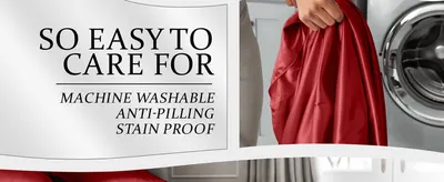 Reassures shoppers that the sheets are low-maintenance, highlighting machine washable, anti-pilling and stain proof properties.