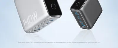 Uses a floating hero shot of the chargers with a No.1 market-share claim to build trust in the brand before diving into features.