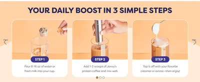 Shows shoppers exactly how easy it is to prepare the drink in three simple steps, reducing hesitation about usage.