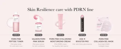 Walks shoppers through the full PDRN product line as a sequential daily routine so they know how each item fits together. Showcases the full range of PDRN line products to encourage cross-purchase…