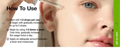Walks shoppers through how much serum to use and how often, reducing uncertainty about correct application.