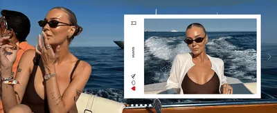 Shows the sunglasses worn in a real boat/vacation setting to help shoppers picture the lifestyle around the product.