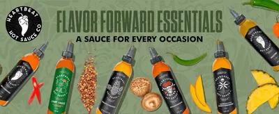 Showcases the brand's range of hot sauce flavors side-by-side to convey variety for every occasion.