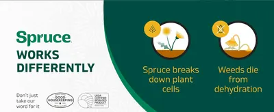 Explains the two-step mechanism by which the product kills weeds to build confidence in efficacy. Reinforces third-party certifications to build trust in the product's quality and eco-credentials.
