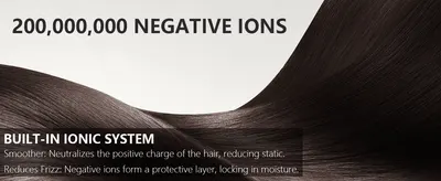 Uses a bold performance stat to prove the built-in ionic system reduces static and frizz for smoother, shinier hair. Uses a bold performance stat to prove the built-in ionic system reduces static…